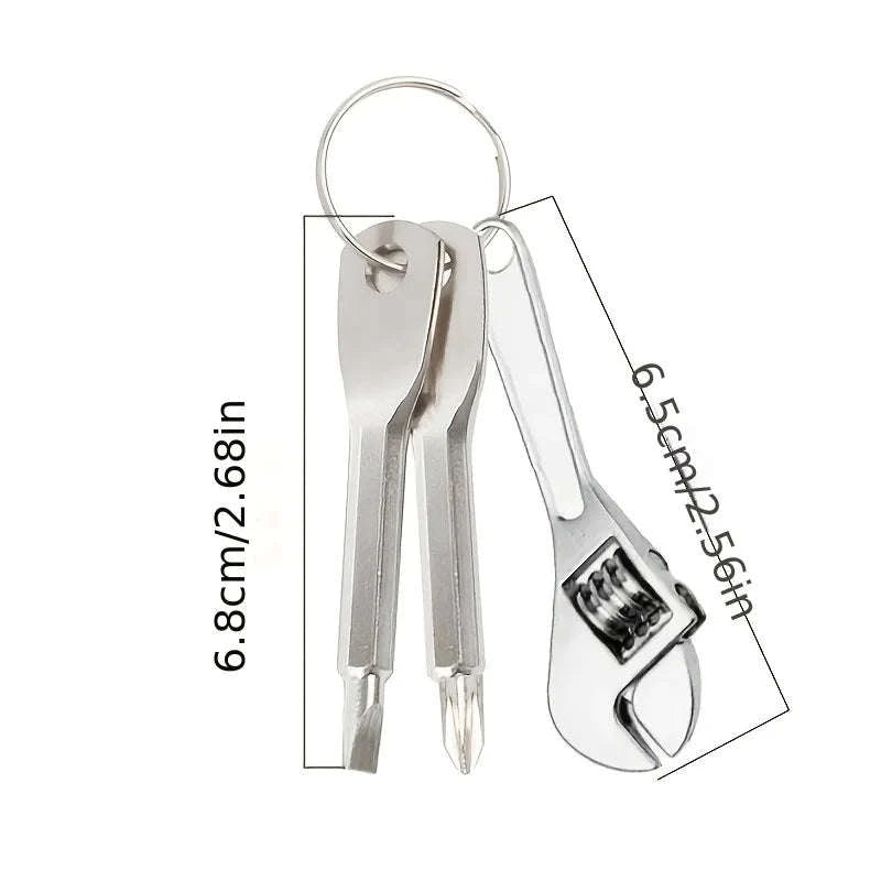 3‑Piece Mini Portable Screwdriver Set and Multifunctional Wrench Keychain-3pcs