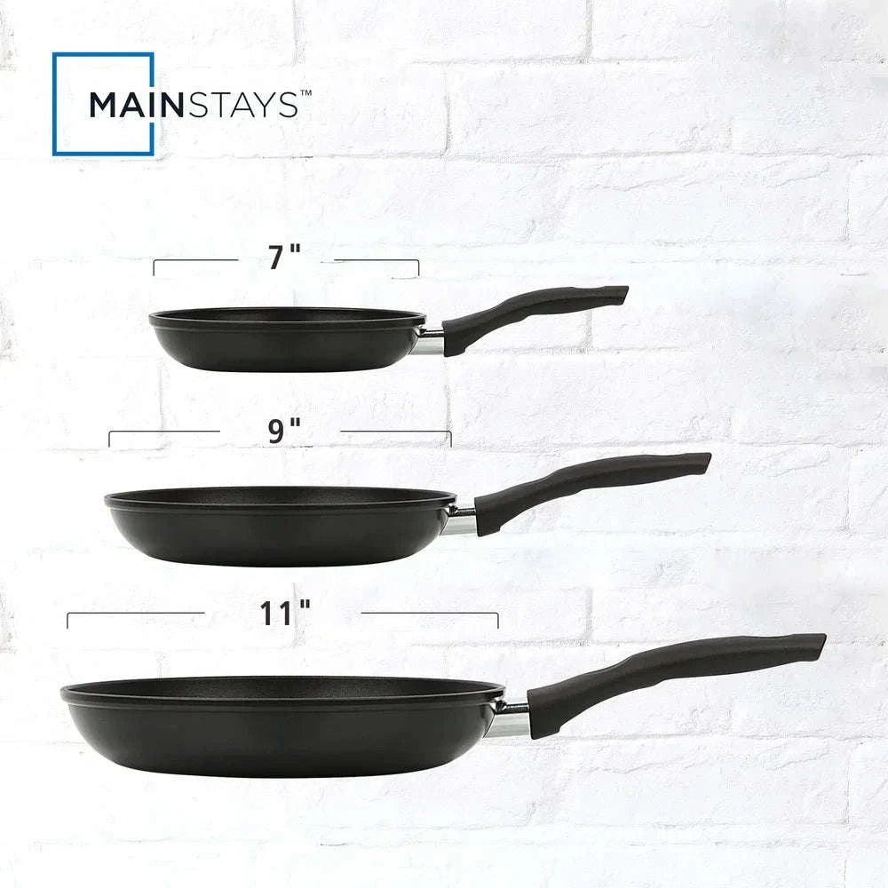 3-Piece Nonstick Aluminum Skillet Set with Even Heat & Easy Clean-United States
