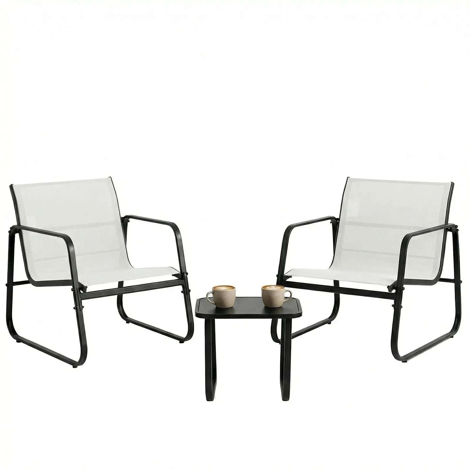 3-Piece Outdoor Patio Furniture Set with Metal Frame & Mesh Seats-black / United States