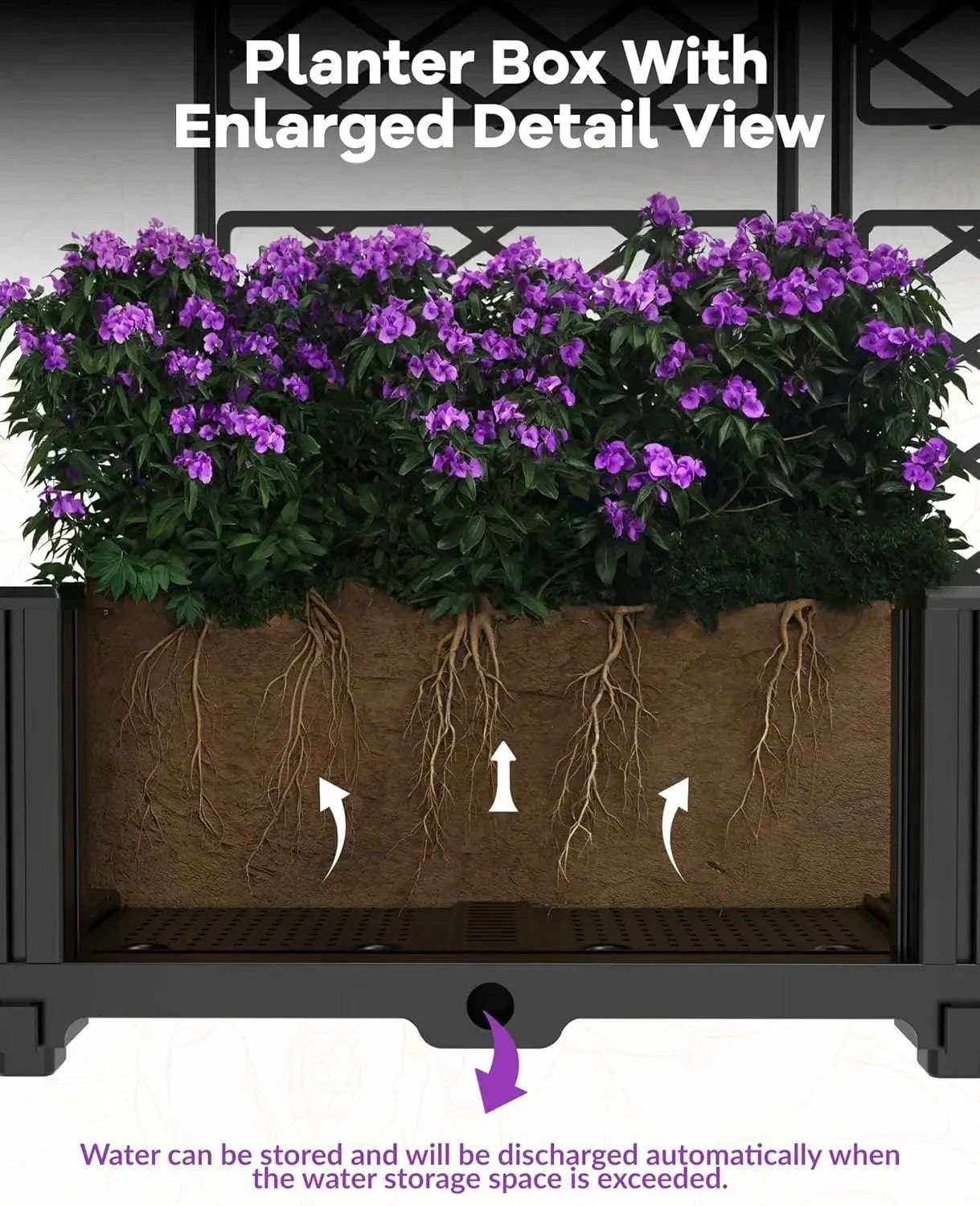 3-Piece Raised Planter Box with Trellis for Climbing Plants-United States
