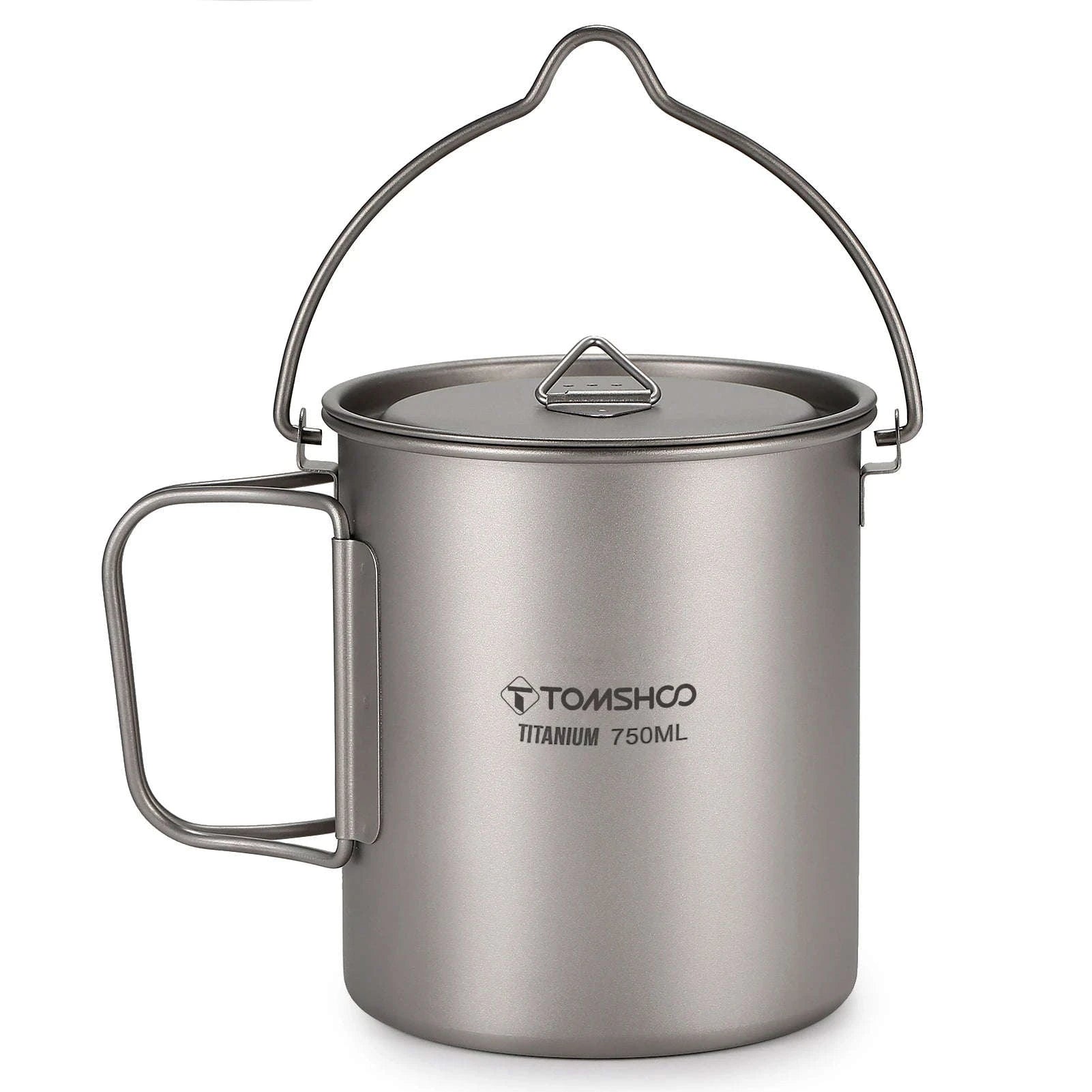 3-Piece Titanium Cookware Set with 750ml Pot, 450ml Cup, Folding Spork-750ml Pot