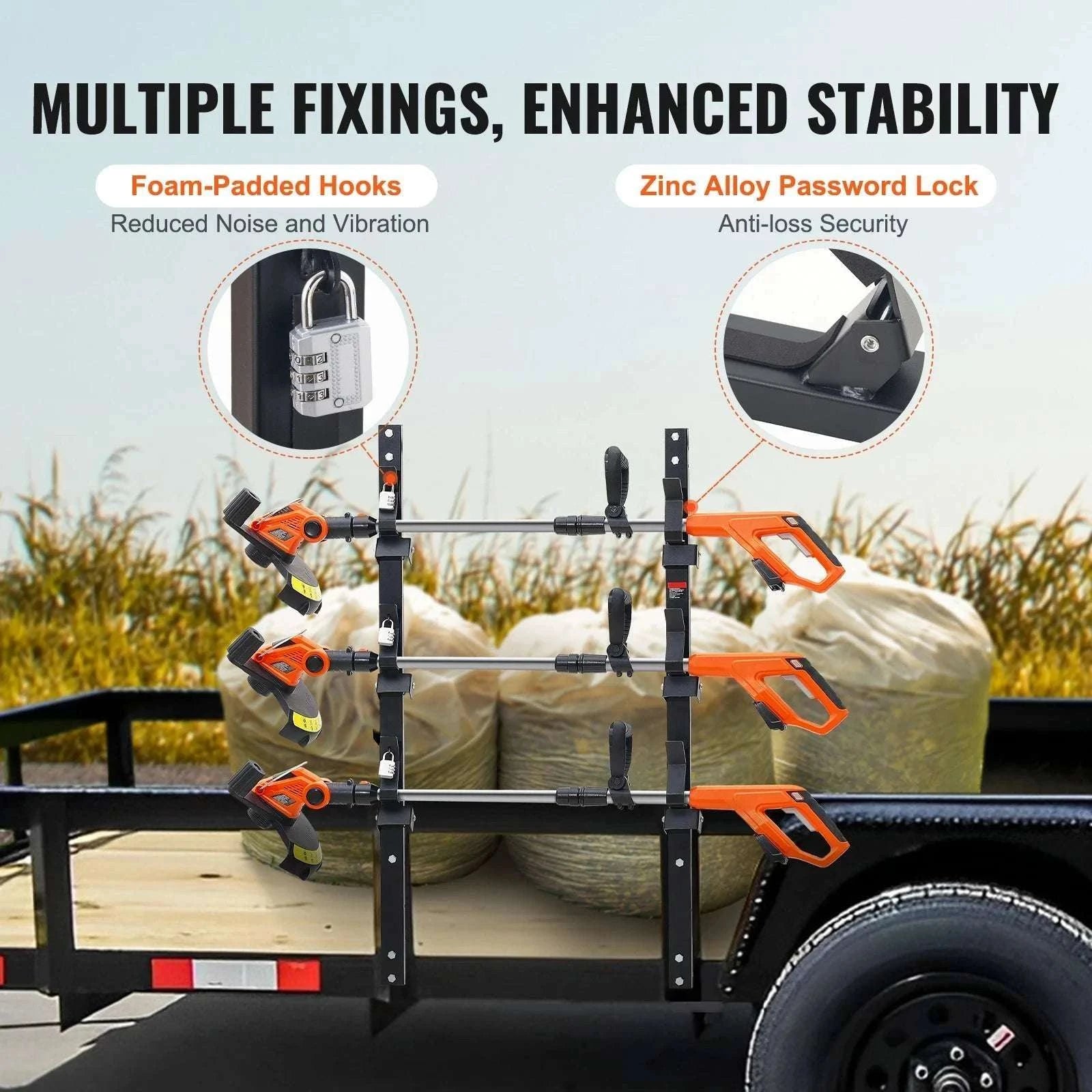 3-Place Weed Trimmer Rack with Lock Wall or Trailer Mount-black / CZECH REPUBLIC