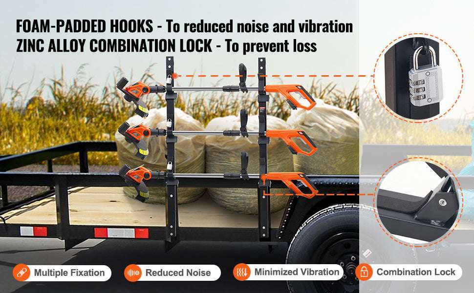 3-Place Weed Trimmer Rack with Lock Wall or Trailer Mount-black / CZECH REPUBLIC