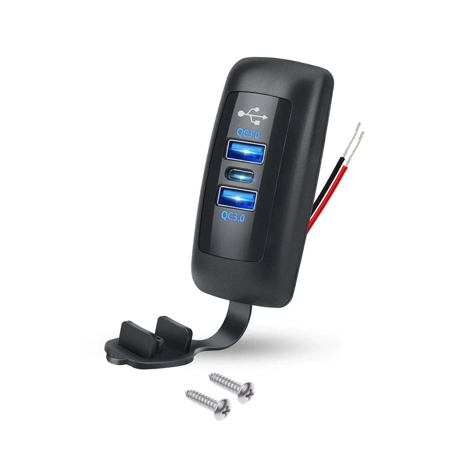 3-Port Car Charger Socket with Dual USB and PD Fast Charge-2PCS-A