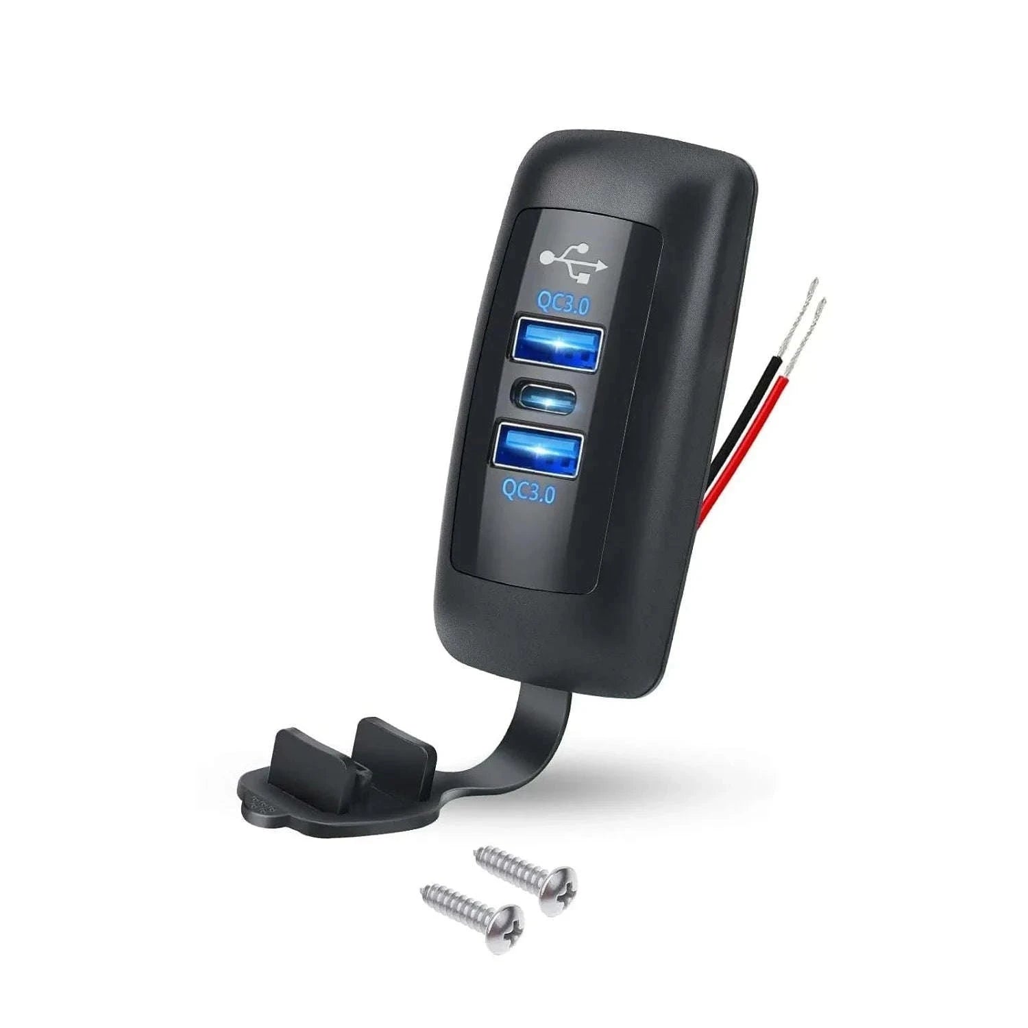 3-Port Car Charger Socket with Dual USB and PD Fast Charge-2PCS-A