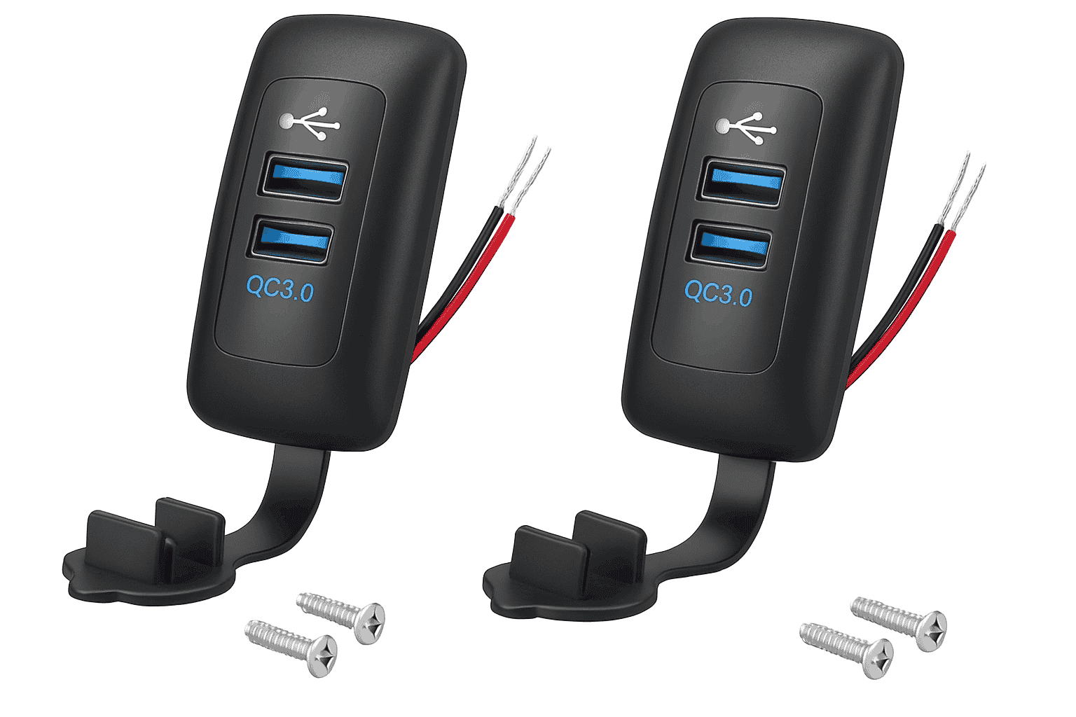 3-Port Car Charger Socket with Dual USB and PD Fast Charge-2PCS-A