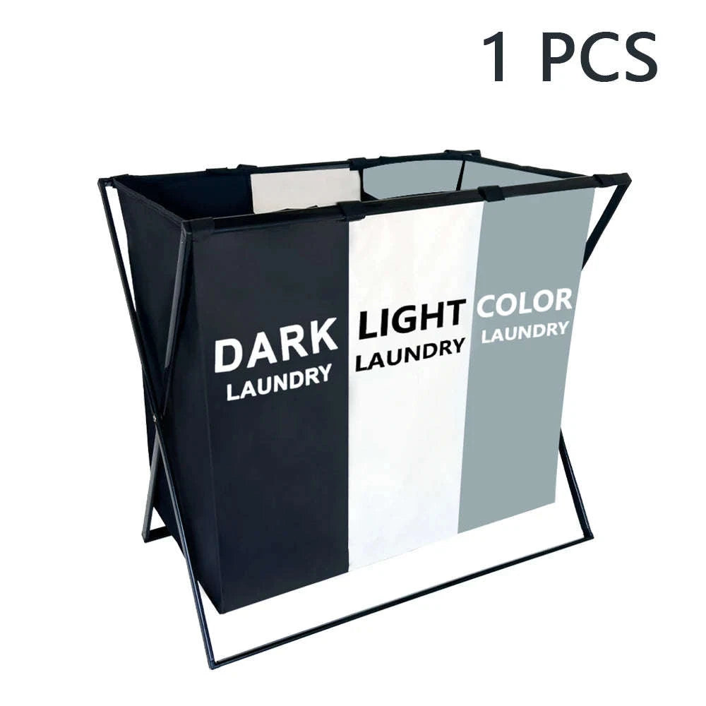 3-Section Laundry Basket with Divider Foldable Hamper Organizer-1pcs / United States