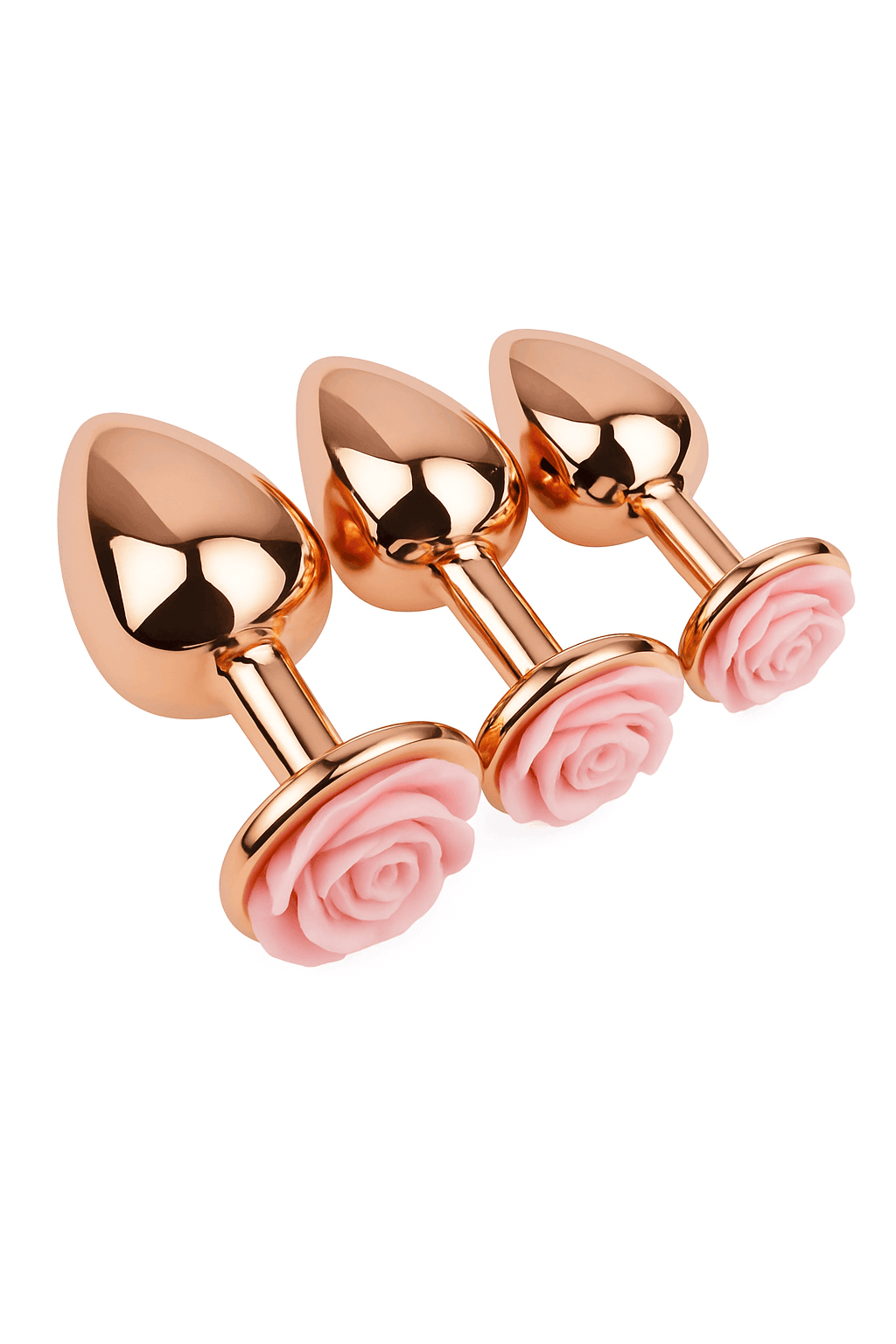 3-Size Rose Shaped Anal Plug with Smooth Metal Finish-M