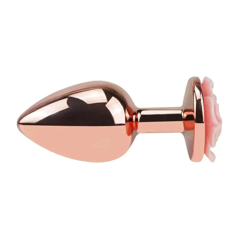 3-Size Rose Shaped Anal Plug with Smooth Metal Finish-M