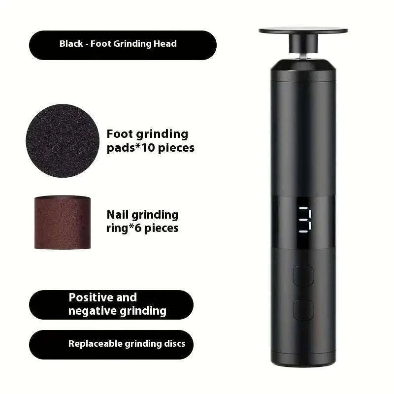 3-Speed LCD Foot and Hand Care Tool with 16 Heads-Light Grey