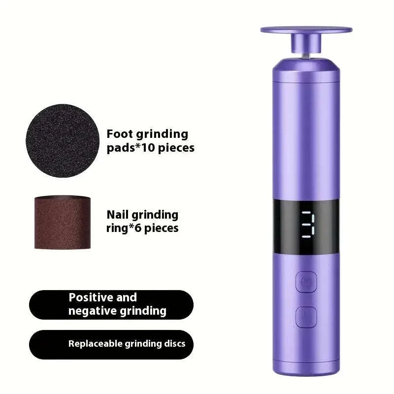 3-Speed LCD Foot and Hand Care Tool with 16 Interchangeable Heads-Light Grey