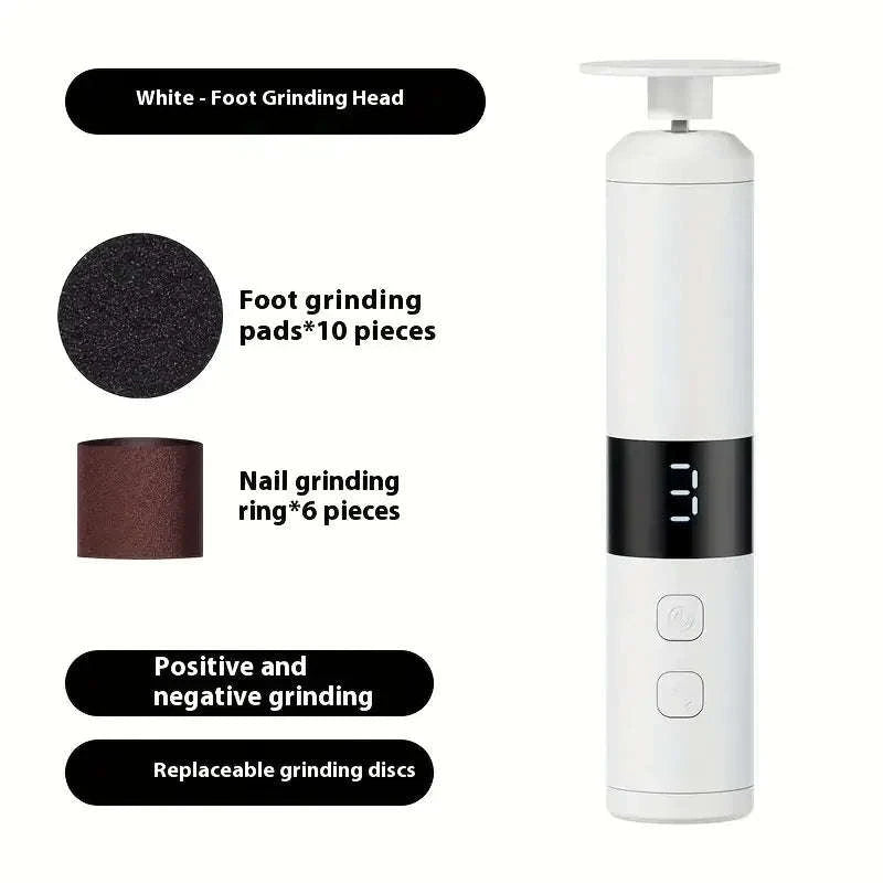 3-Speed LCD Foot and Hand Care Tool with 16 Interchangeable Heads-Light Grey