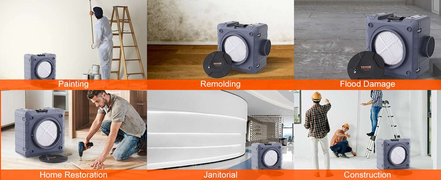 3-Stage Air Scrubber with HEPA Filter & 550 CFM Negative Air Machine-United States