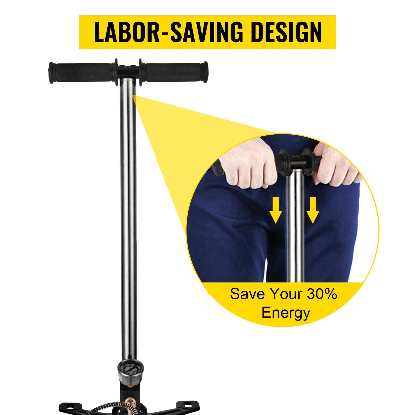 3-Stage PCP Hand Pump with Pressure Gauge 4500 PSI-4500 PSI Black / Poland