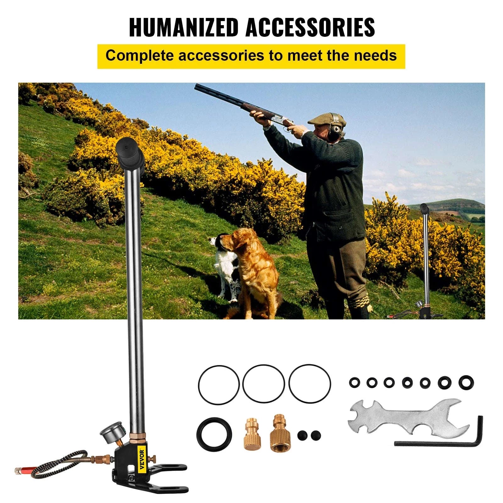 3-Stage PCP Hand Pump with Pressure Gauge 4500 PSI-4500 PSI Black / Poland