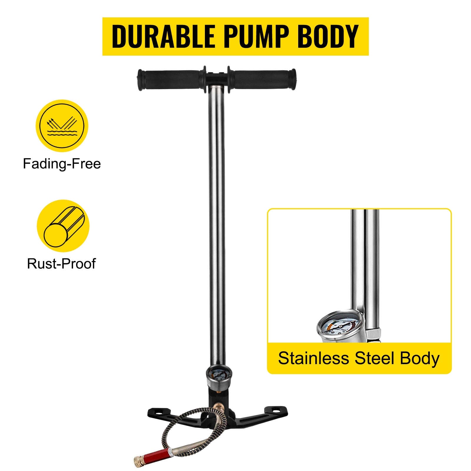 3-Stage PCP Hand Pump with Pressure Gauge 4500 PSI-4500 PSI Black / Poland
