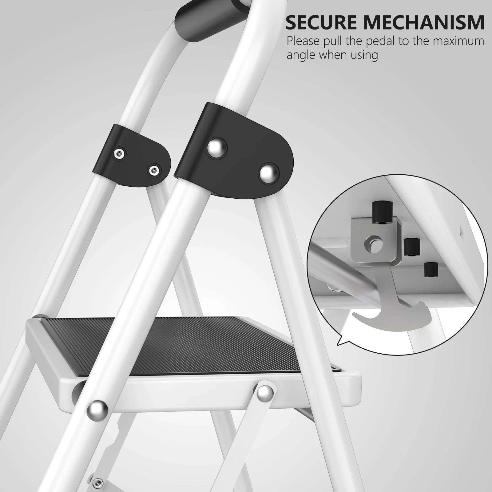 3 Step Folding Ladder with Anti-Slip Pedals 330lb Capacity Steel-black / United States