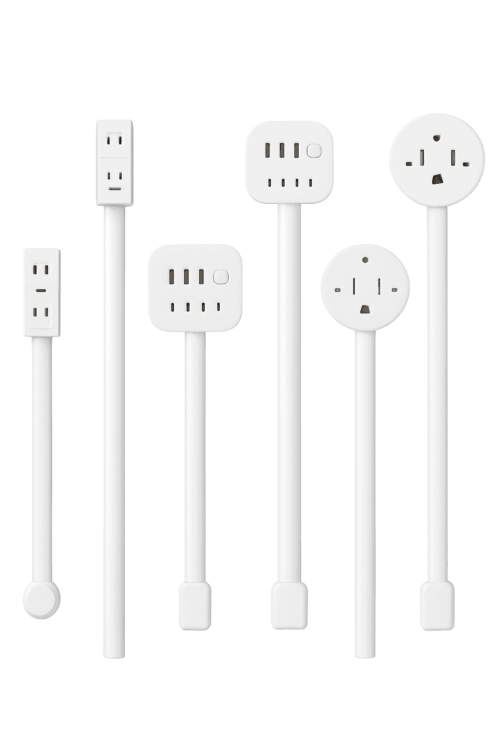 3 Style Retractable Sockets in Various Shapes US Plug Power Strip with AC Outlets USB Port(USB-A/C),Adjustable Electrical Outlet Extender Stick,Multi Socket Wall Socket Universal for Hard-to-Reach Wall Outlets Behind Couch,Be-WHITE / Round /