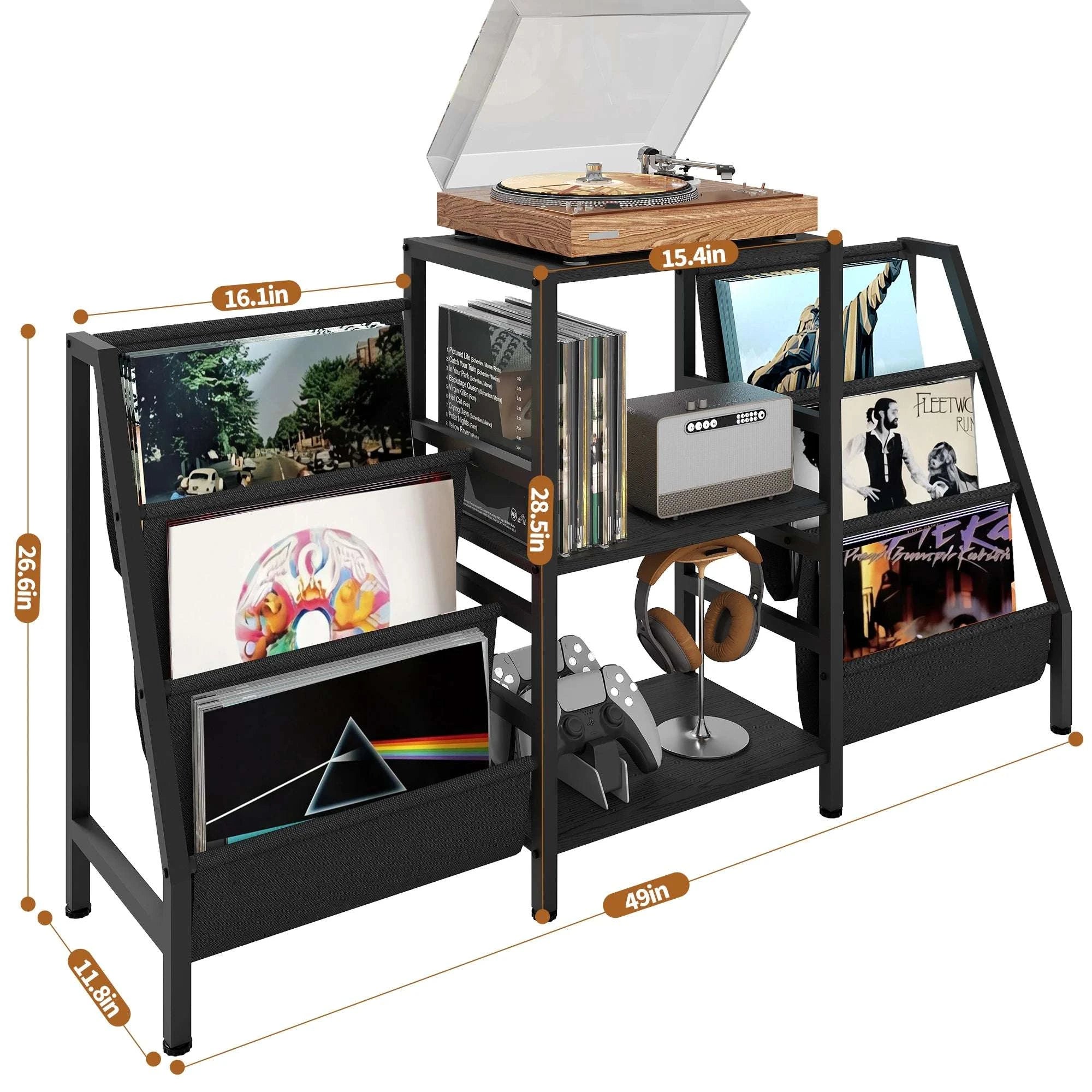 3-Tier AV Media Stand Vinyl Record & CD Storage Rack Organizer-black / United States