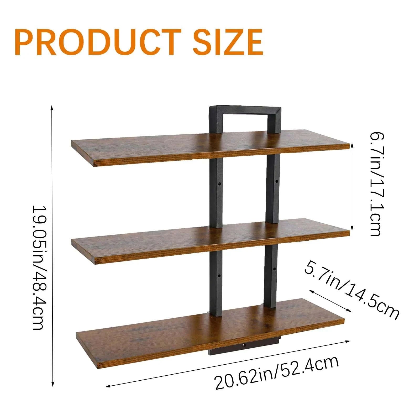 3-Tier Floating Wall Shelves Adjustable Rustic Storage Rack-3 Layers / france
