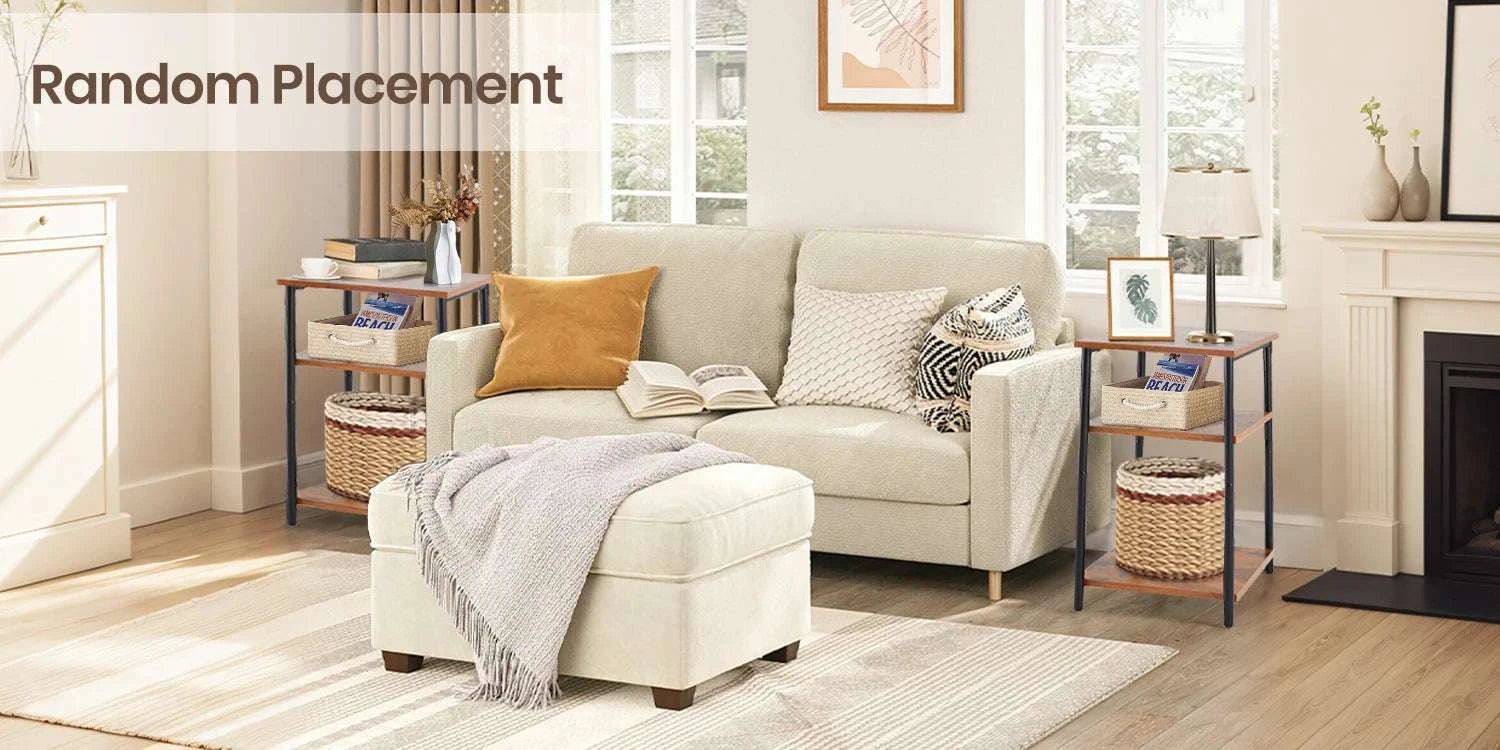 3-Tier Narrow End Table with Storage & Adjustable Feet-2Pack Rust / United States