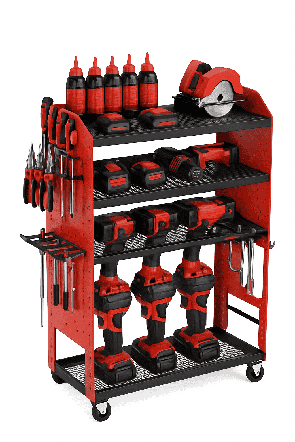 3-Tier Power Tool Organizer Wall Mount Rack with Drill Storage-3 Tiers / United States