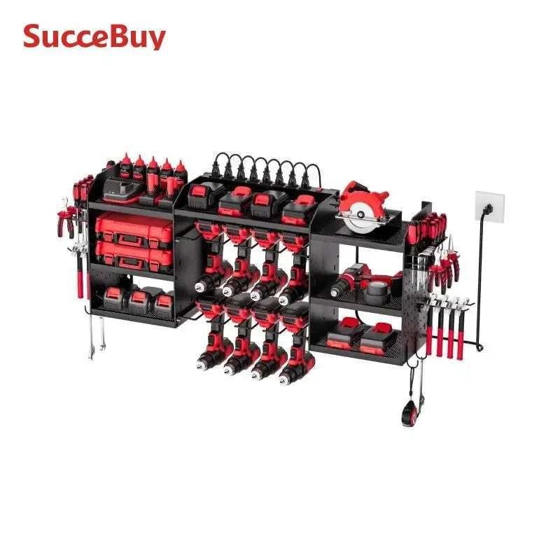 3-Tier Power Tool Organizer with 8-Outlet Charging Station Rack-3 Tiers / United States