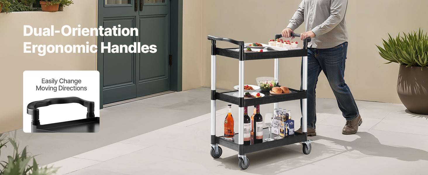 3-Tier Rolling Utility Cart with Wheels, Heavy-Duty Storage Trolley-300 lbs / spain
