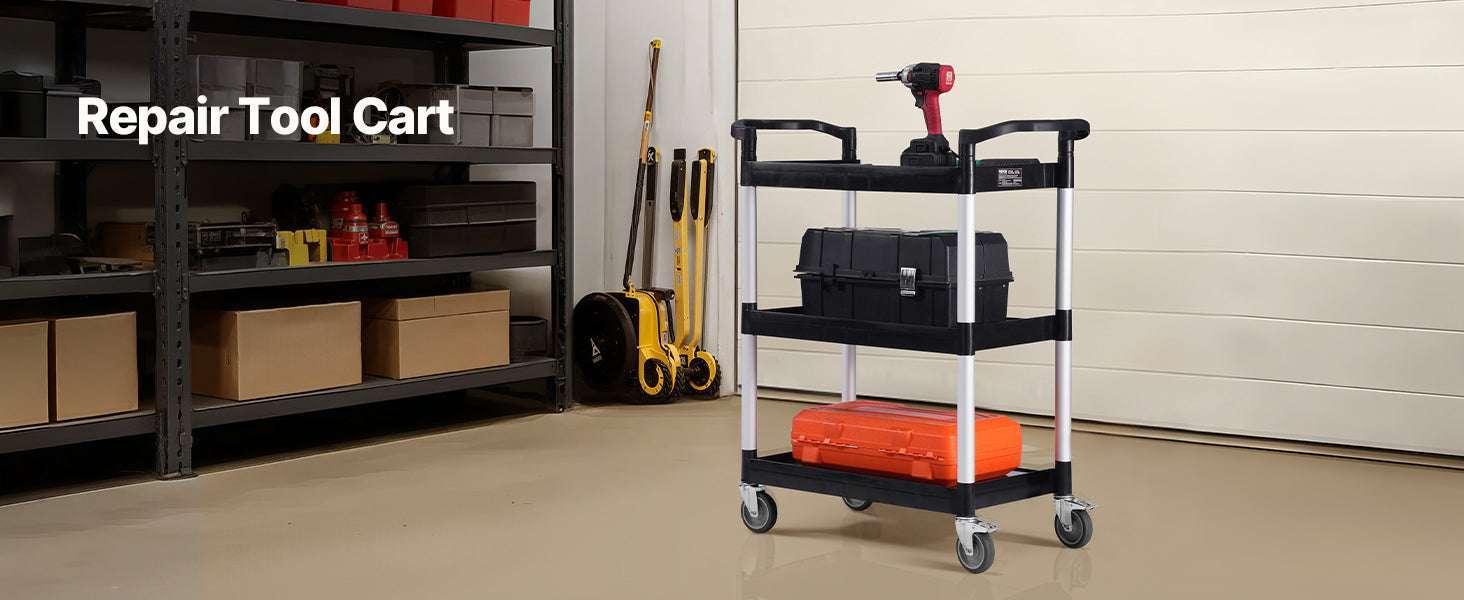 3-Tier Rolling Utility Cart with Wheels, Heavy-Duty Storage Trolley-