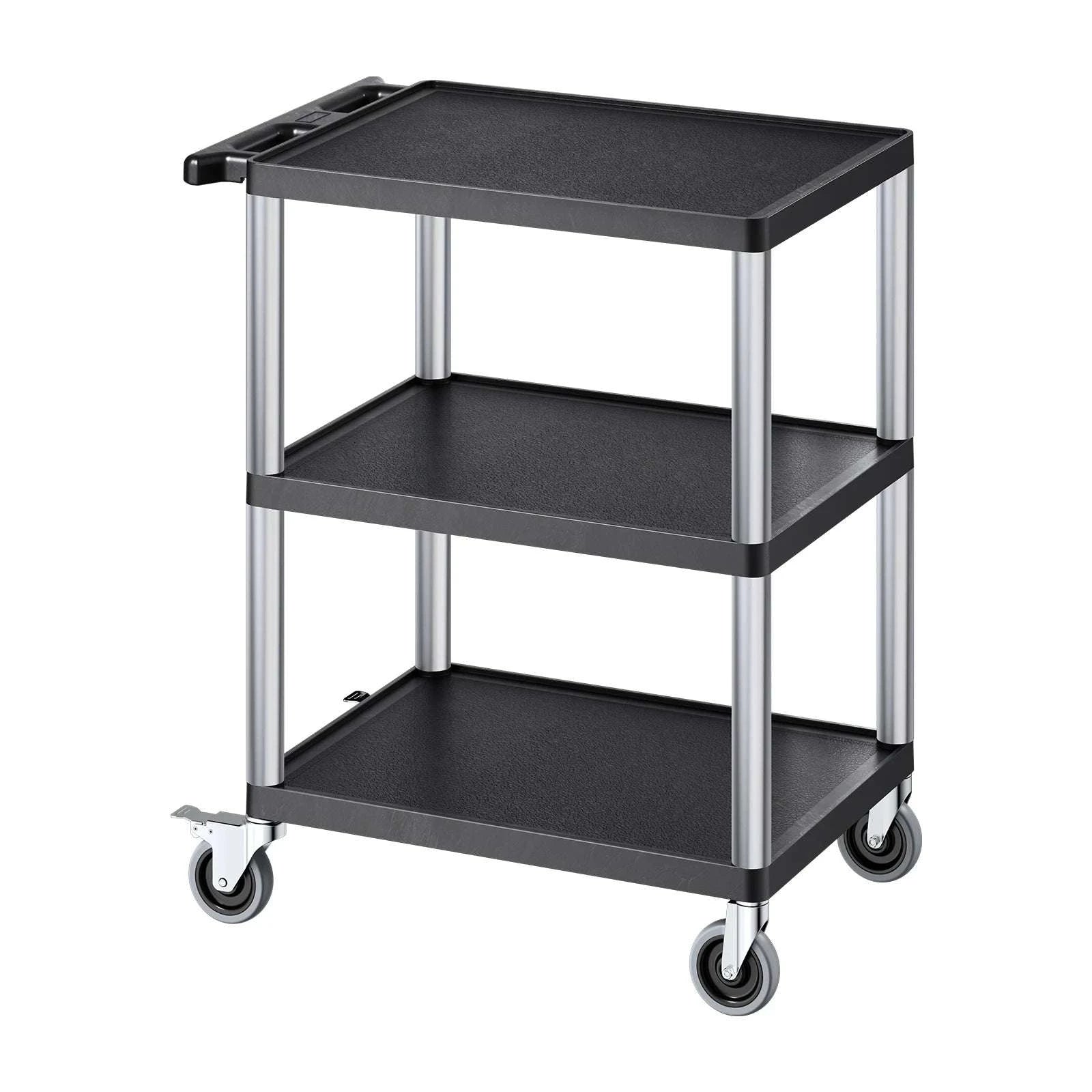3-Tier Utility Service Cart 300lb Capacity with Swivel Wheels-300 lbs / United States