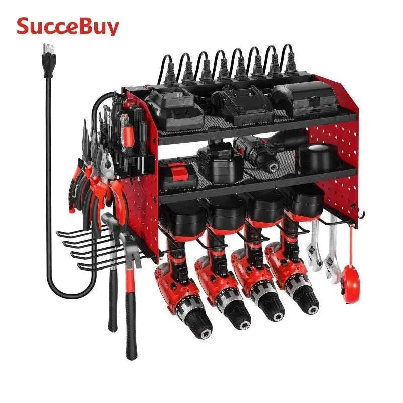 3-Tier Wall Mounted Power Tool Organizer with Charging Station-3 Tier / United States