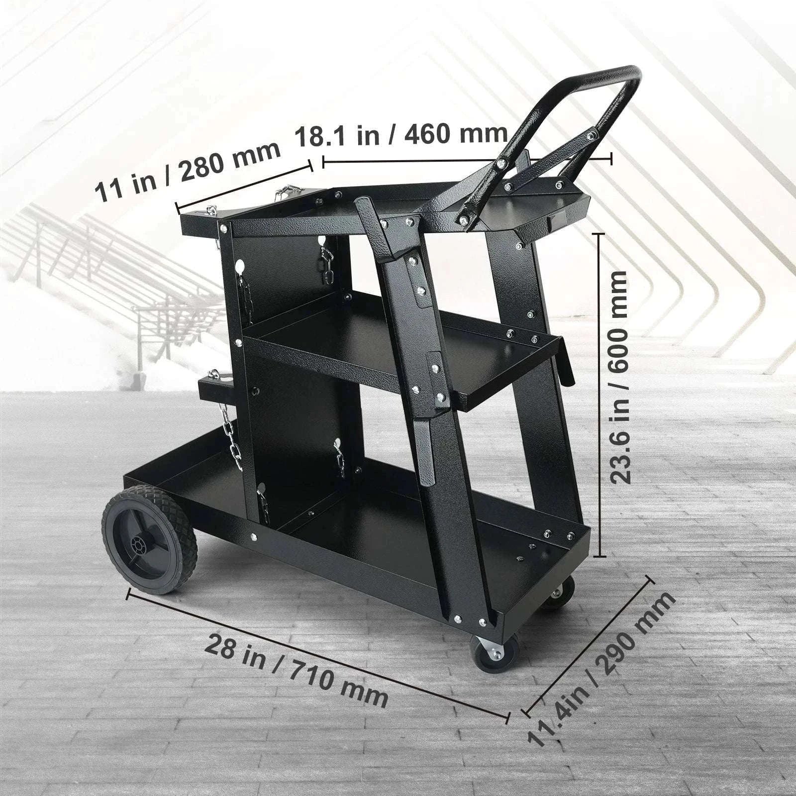 3-Tier Welding Cart with 400 lb Capacity, Wheels & Cylinder Chains-3-Tier Welding Cart / france