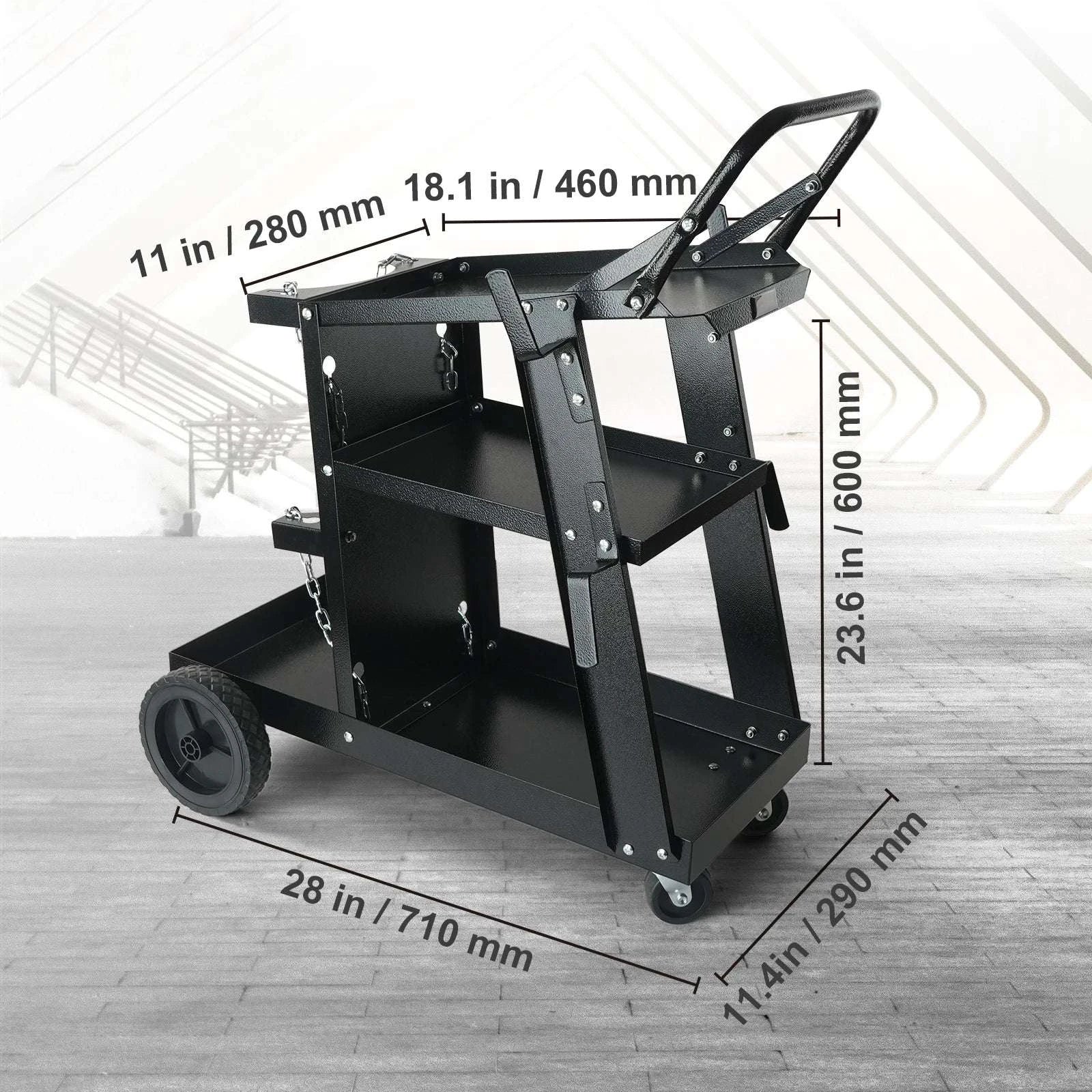 3-Tier Welding Cart with 400 lb Capacity, Wheels & Cylinder Chains-3-Tier Welding Cart / france