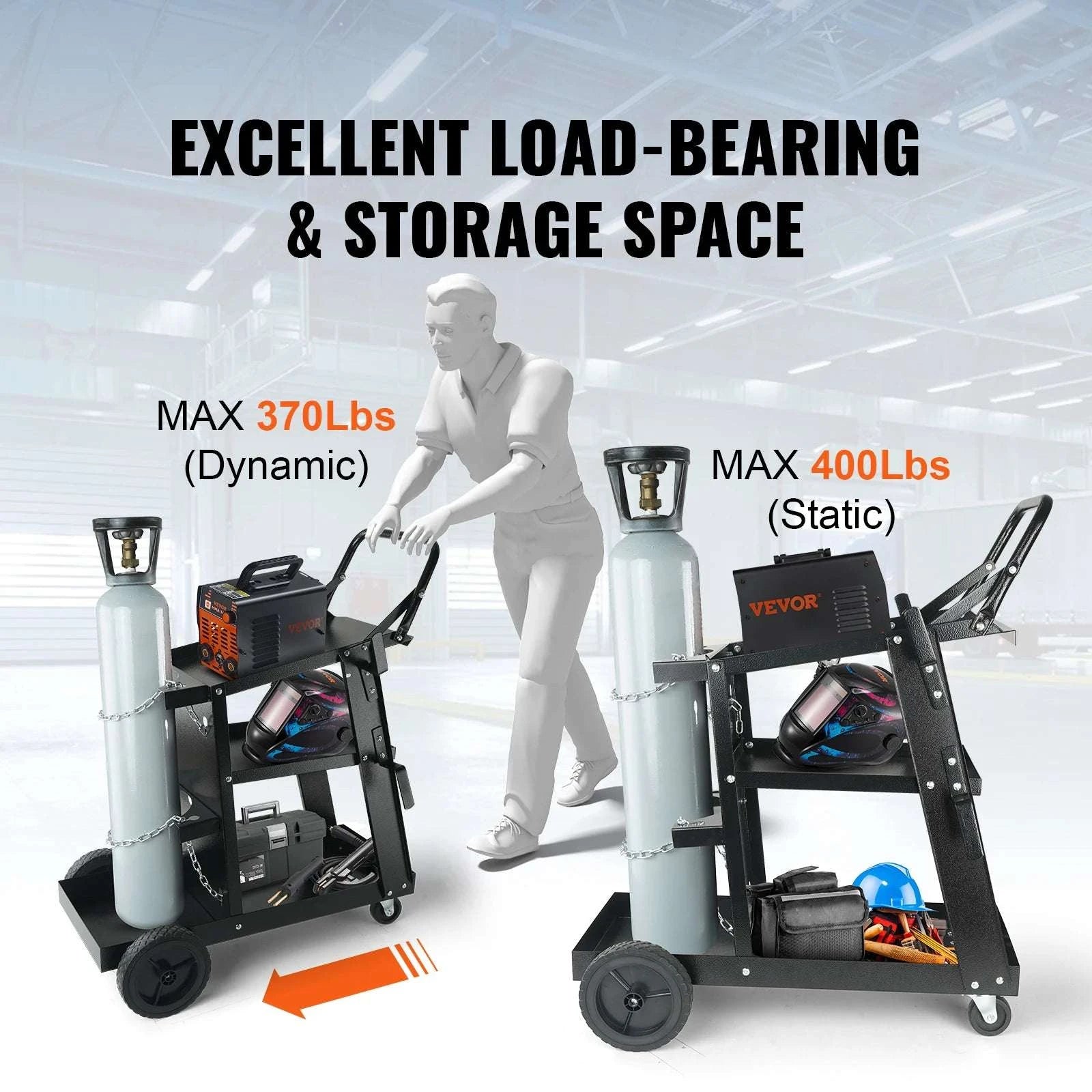 3-Tier Welding Cart with 400 lb Capacity, Wheels & Cylinder Chains-3-Tier Welding Cart / france