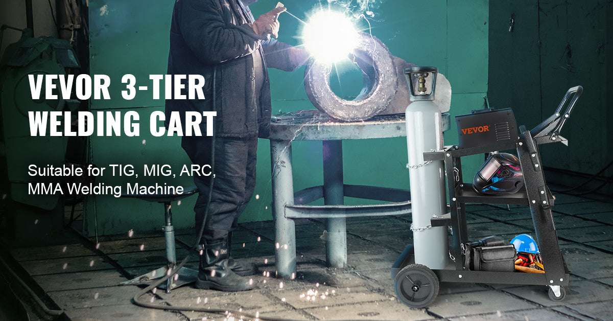 3-Tier Welding Cart with 400 lb Capacity, Wheels & Cylinder Chains-3-Tier Welding Cart / france