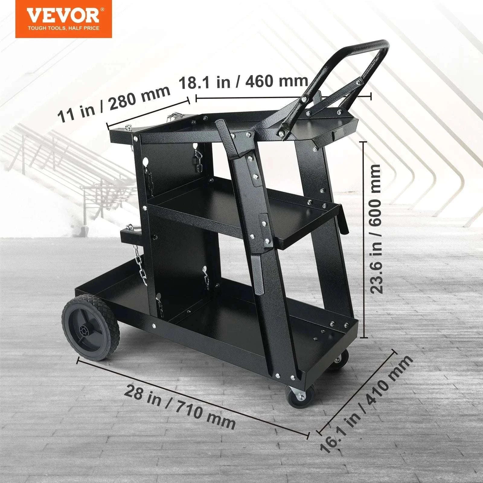 3-Tier Welding Cart with 400 lb Capacity, Wheels & Cylinder Chains-3-Tier Welding Cart / france
