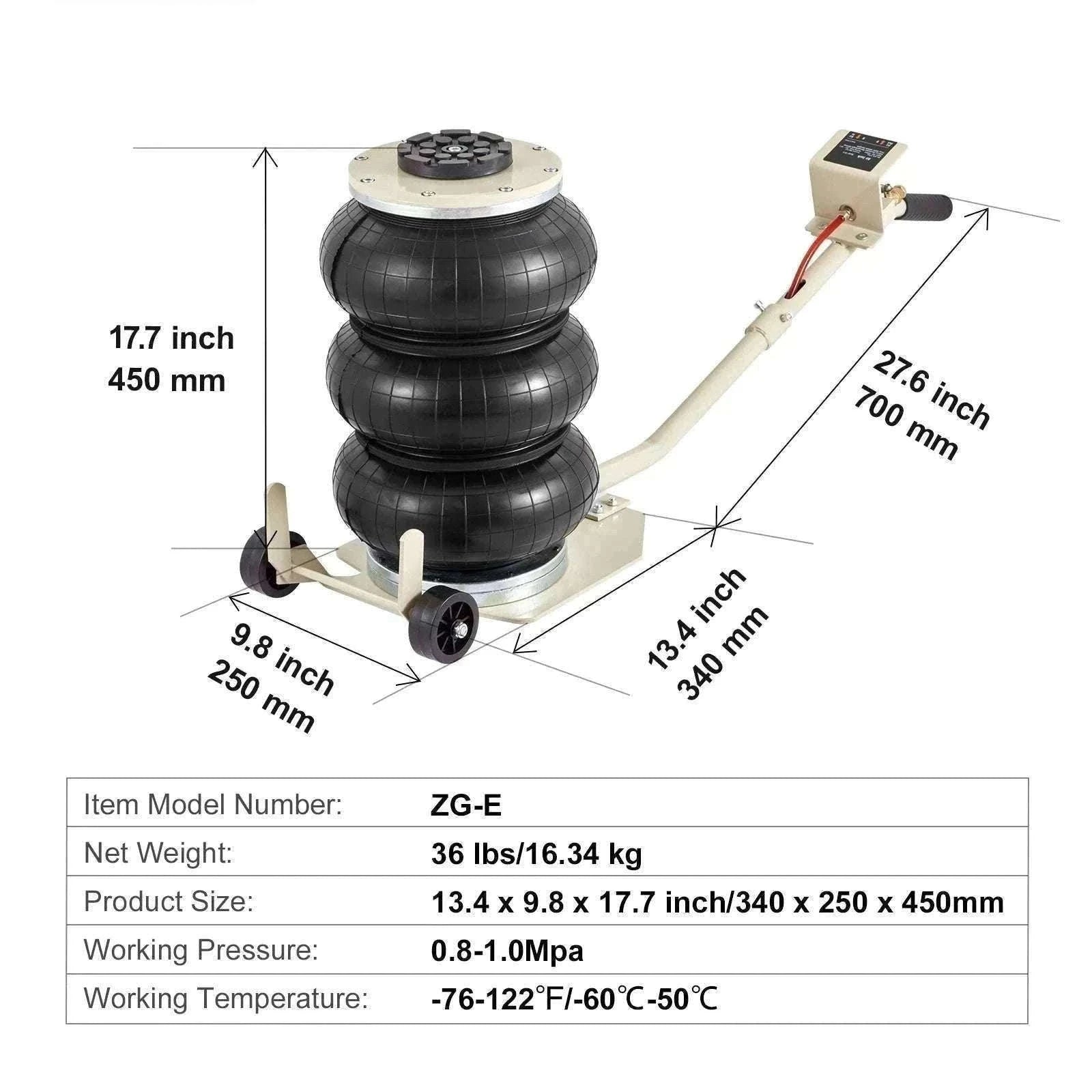 3 Ton Air Bag Jack Quick Lift Pneumatic Car Jack with Wheels-3T Adjustable blue / United States