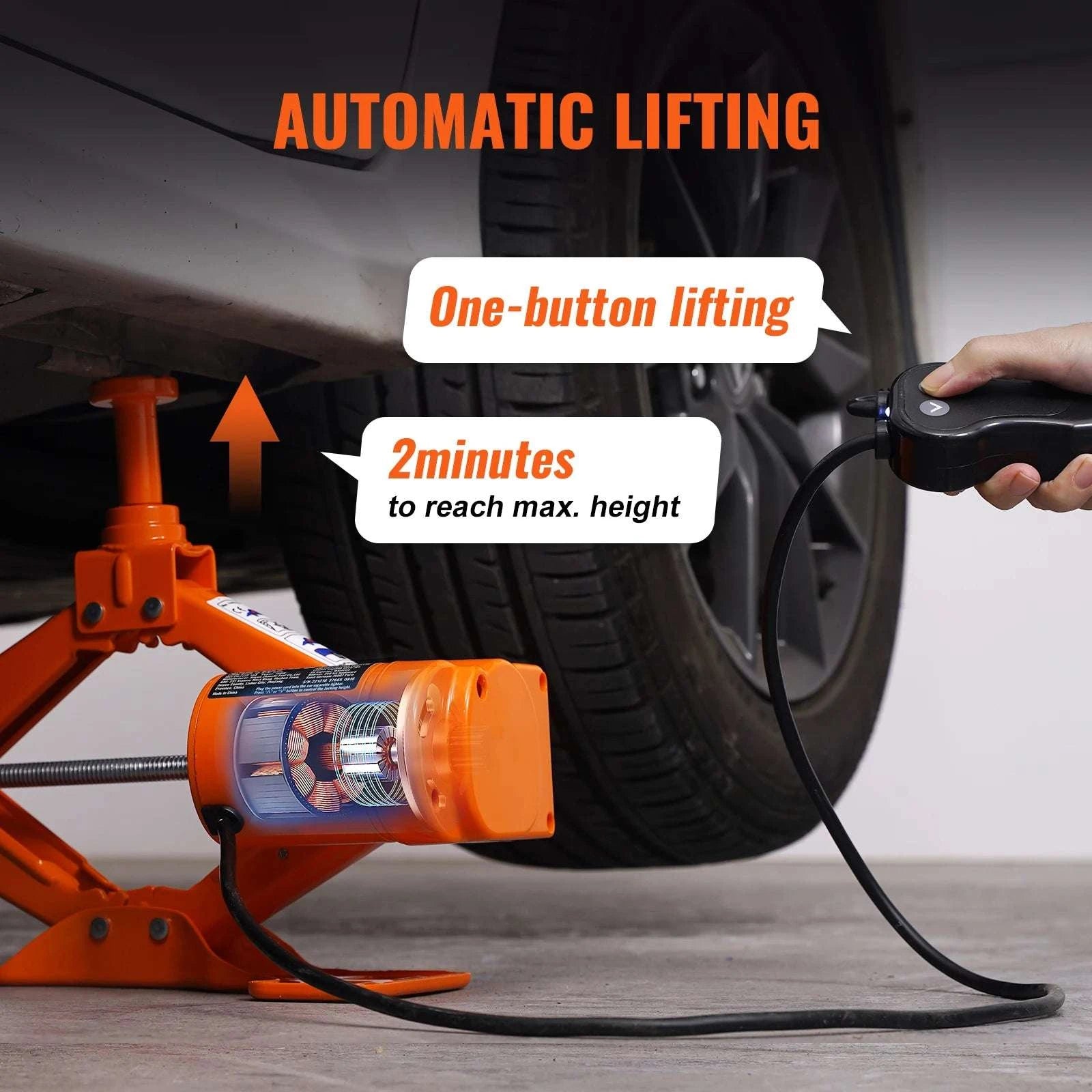 3 Ton Electric Car Jack Kit 12V with Impact Wrench for SUV & Sedan-3T with Wrench / france