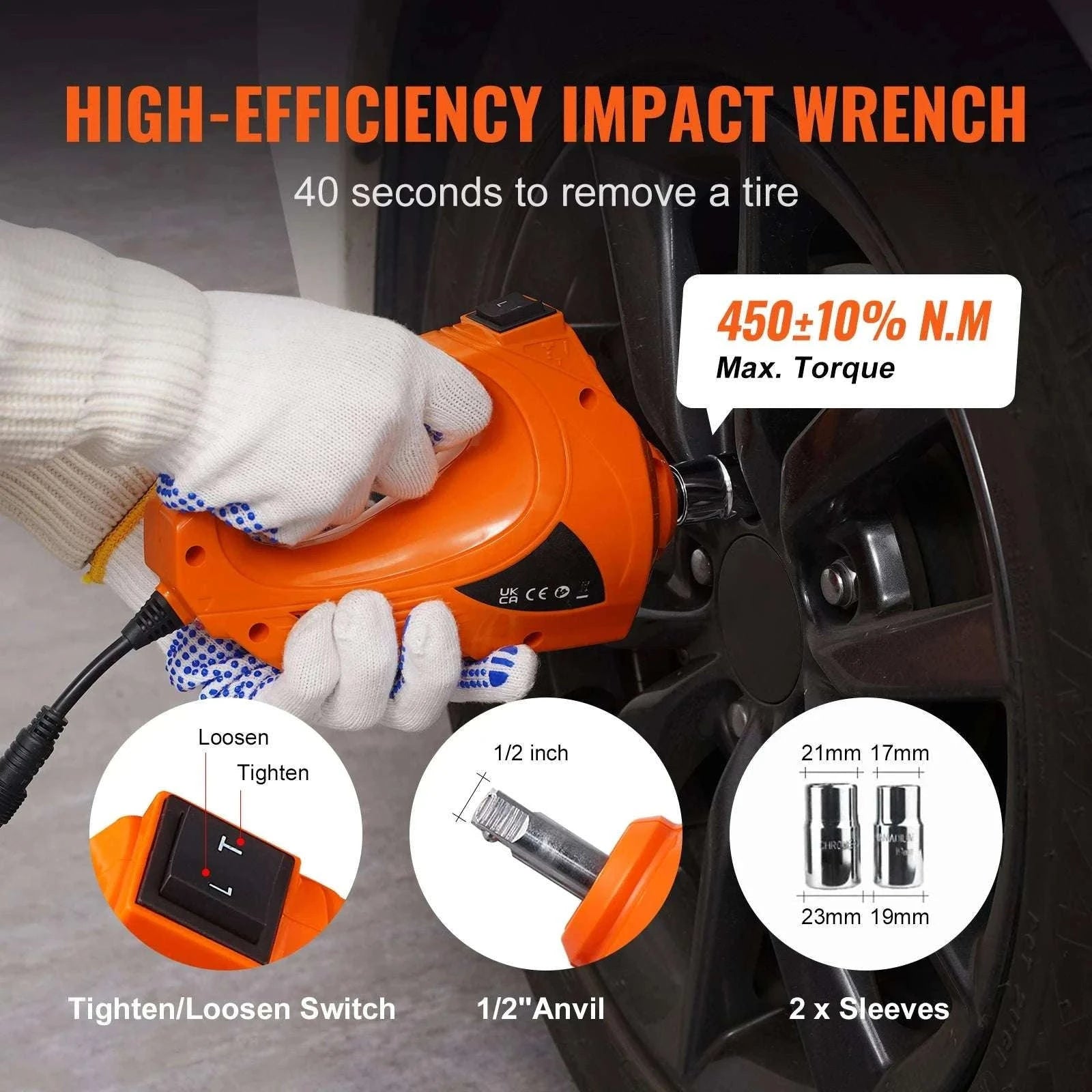 3 Ton Electric Car Jack Kit 12V with Impact Wrench for SUV & Sedan-3T with Wrench / france