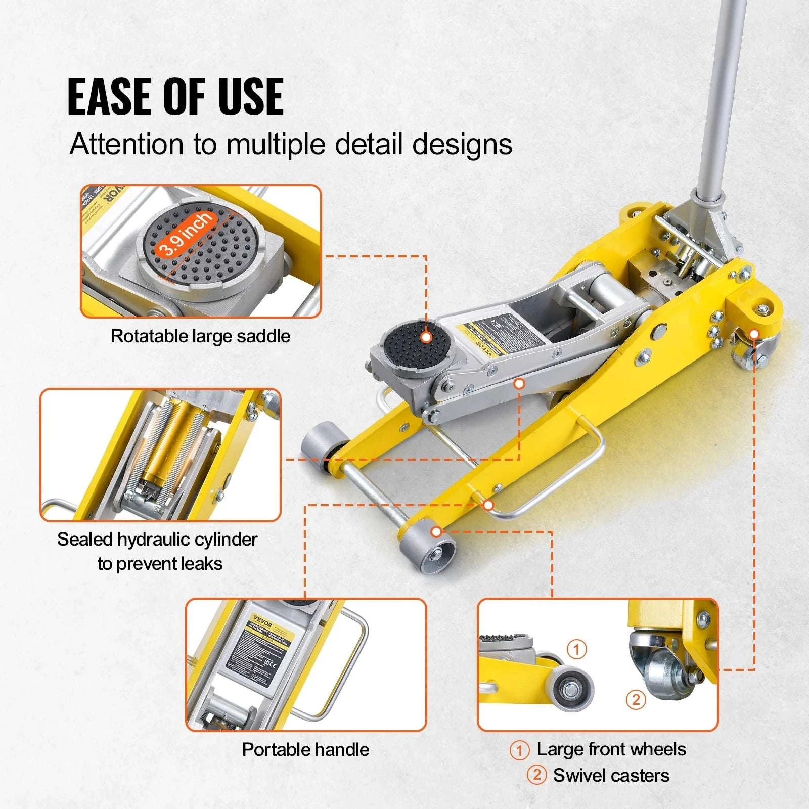 3 Ton Low Profile Aluminum Floor Jack with Dual Pump Lift-3T Aluminum / france
