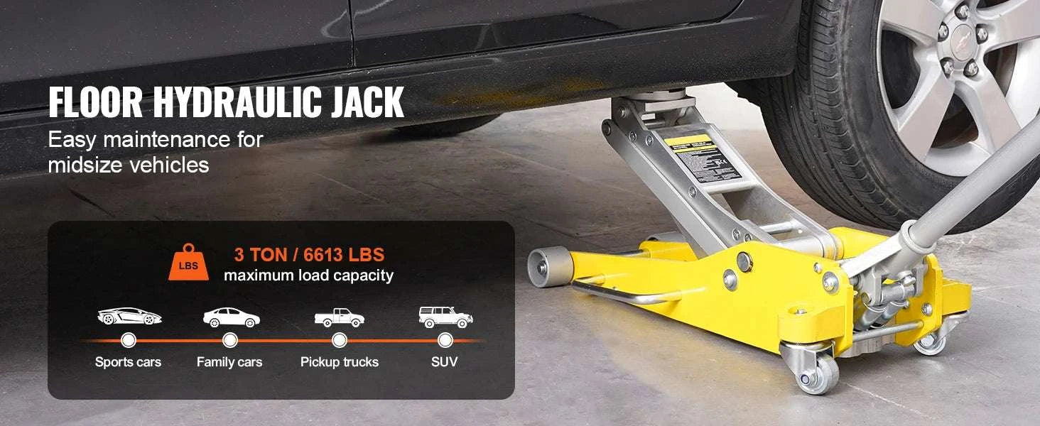 3 Ton Low Profile Aluminum Floor Jack with Dual Pump Lift-3T Aluminum / france