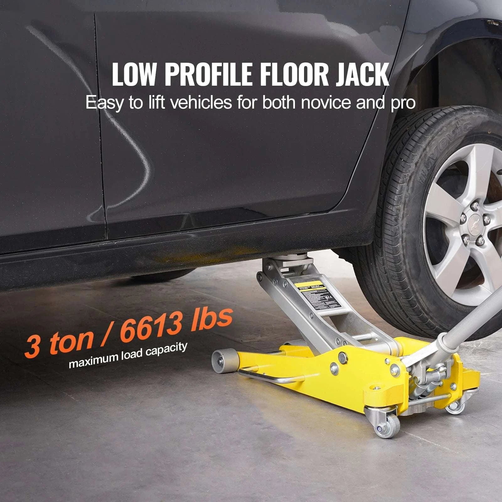 3 Ton Low Profile Aluminum Floor Jack with Dual Pump Lift-3T Aluminum / france