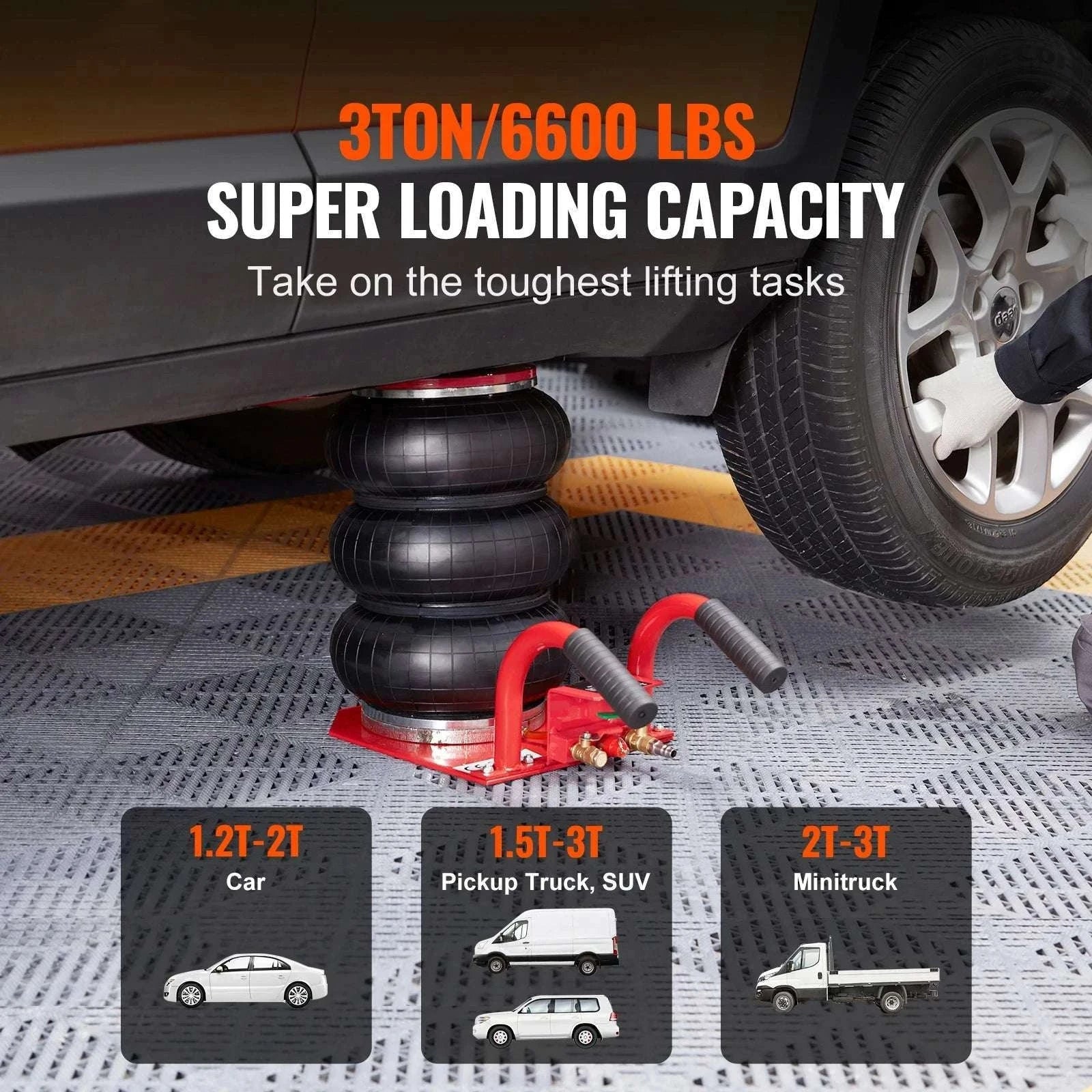 3 Ton Triple Bag Air Jack – Fast 5s Pneumatic Car Lift-RED / spain