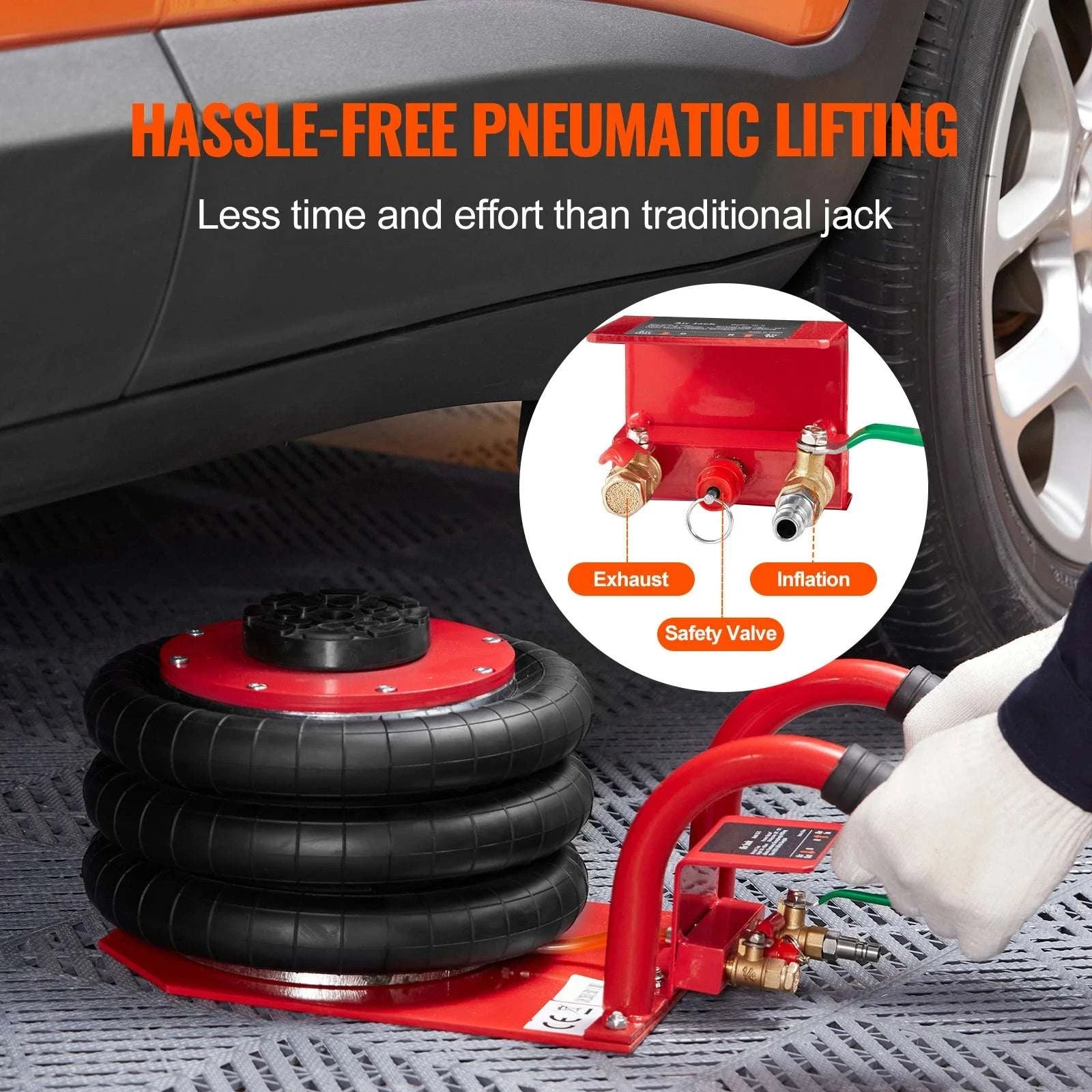 3 Ton Triple Bag Air Jack – Fast 5s Pneumatic Car Lift-RED / spain