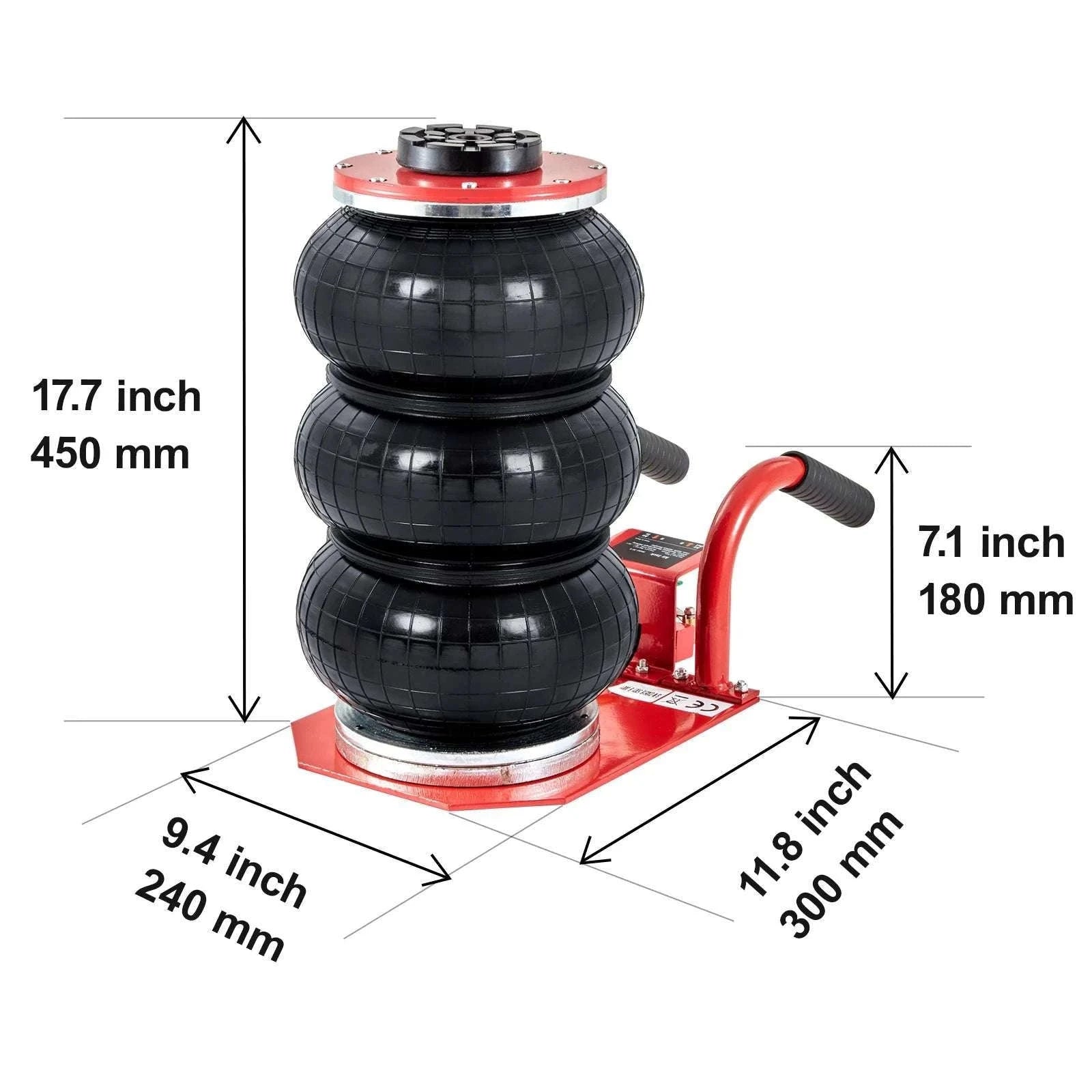 3 Ton Triple Bag Air Jack – Fast 5s Pneumatic Car Lift-RED / spain