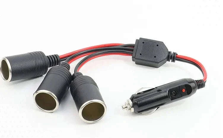 3-Way Car Cigarette Lighter Socket Splitter 12V/24V Extension Cable-1 to 3