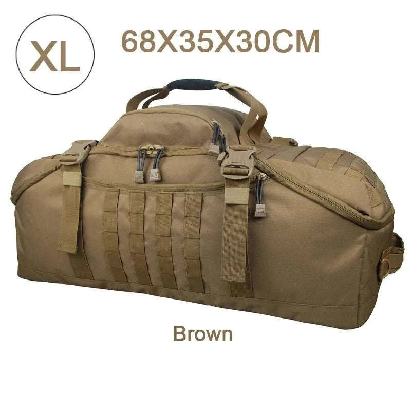 3-Way Tactical Duffel Backpack 30L 50L 80L Travel Hiking Bag-30L Brown / Poland