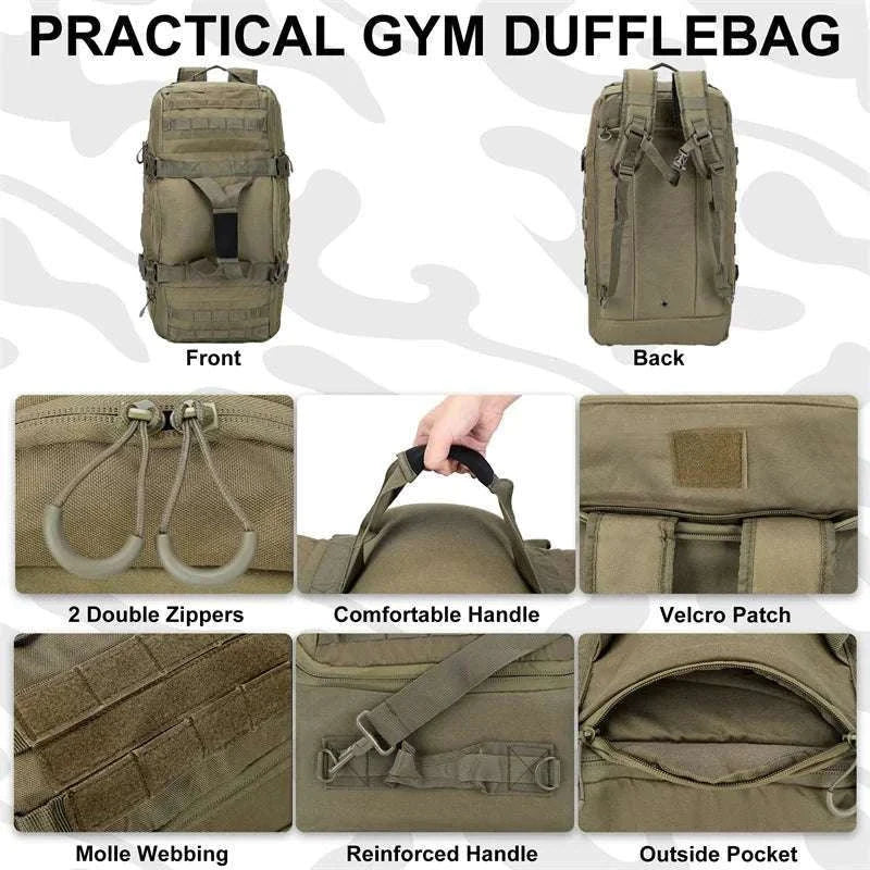 3-Way Tactical Duffel Backpack 30L 50L 80L Travel Hiking Bag-30L Brown / Poland