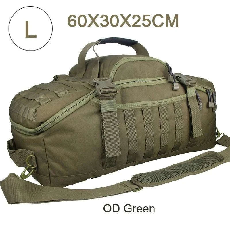 3-Way Tactical Duffel Backpack 30L 50L 80L Travel Hiking Bag-30L Brown / Poland