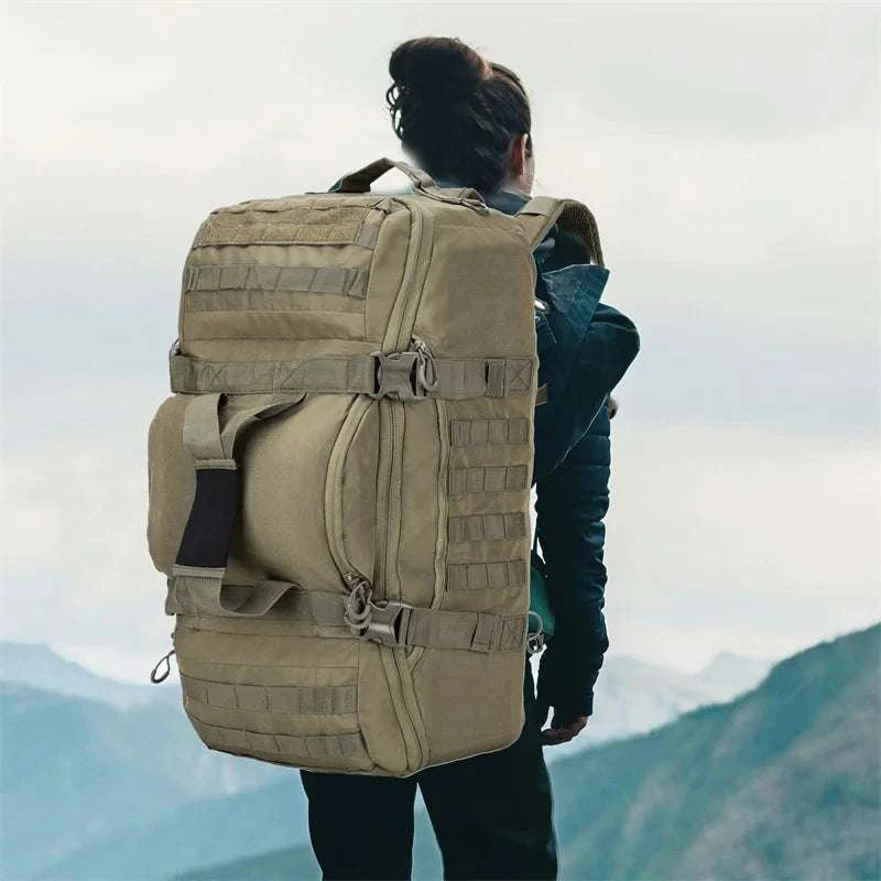 3-Way Tactical Duffel Backpack 30L 50L 80L Travel Hiking Bag-30L Brown / Poland